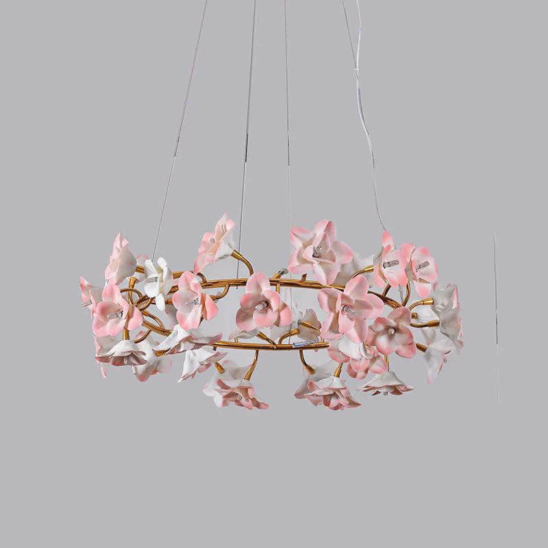 Ceramic Blossom Flower Round Bedroom Chandelier - Image 2
