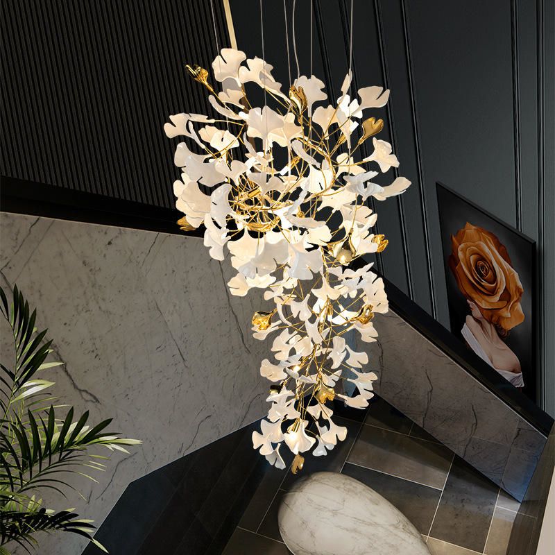 Ceramic Ginkgo Cascading A Branch Chandelier - Image 3