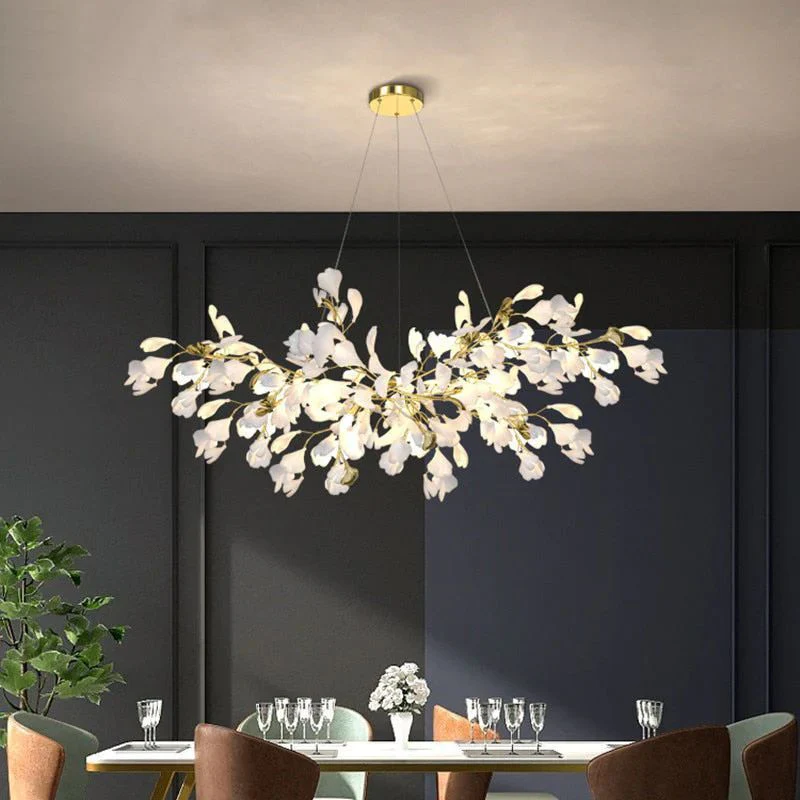 Ceramic Ginkgo Linear Branch Chandelier - Image 2