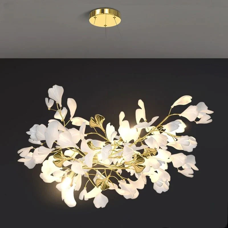 Ceramic Ginkgo Linear Branch Chandelier - Image 8