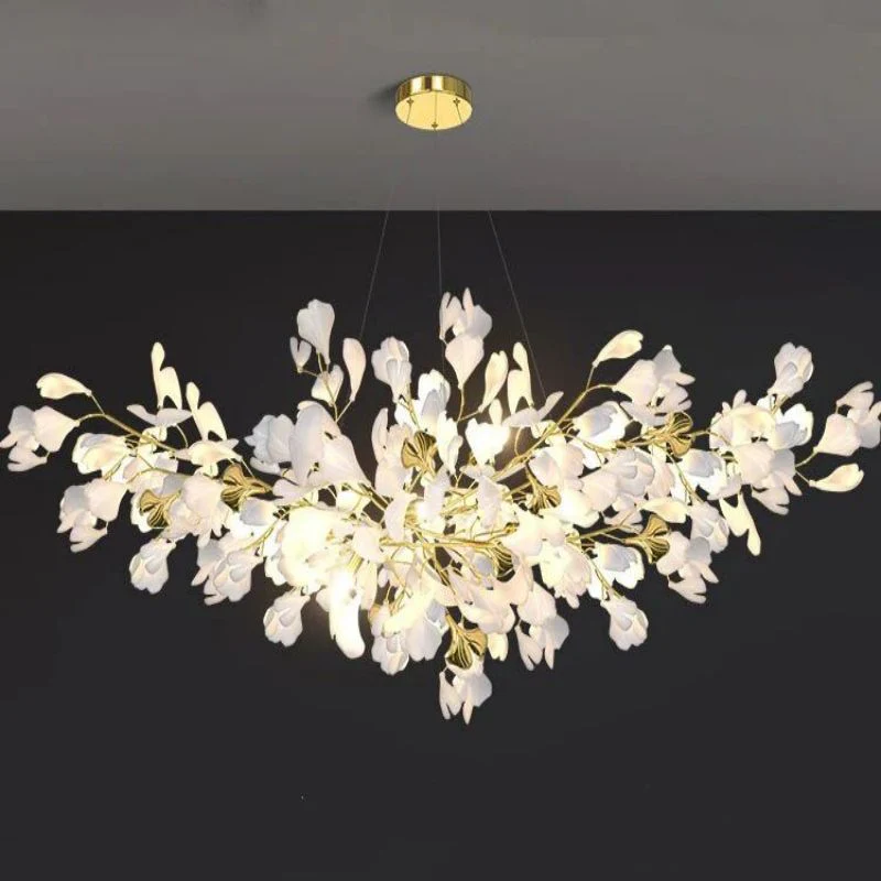 Ceramic Ginkgo Linear Branch Chandelier - Image 9
