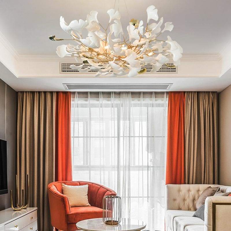 Ceramic Ginkgo Petal Branches-Shaped Chandelier(Round) - Image 3