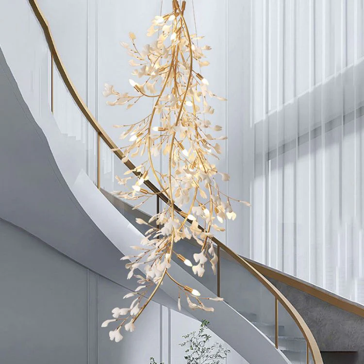 Ceramic Ginkgo Stair Long Branch Chandelier - Image 3