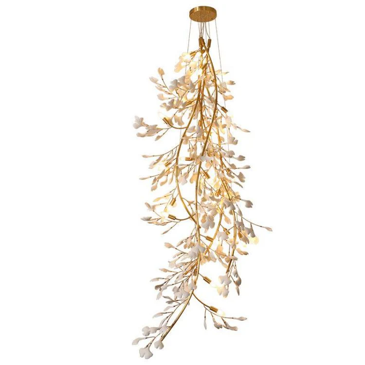 Ceramic Ginkgo Stair Long Branch Chandelier - Image 5