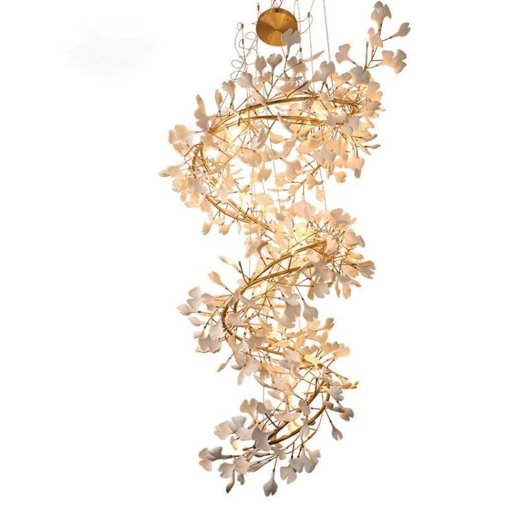 Ceramic Ginkgo Stair Long Branch Chandelier - Image 7