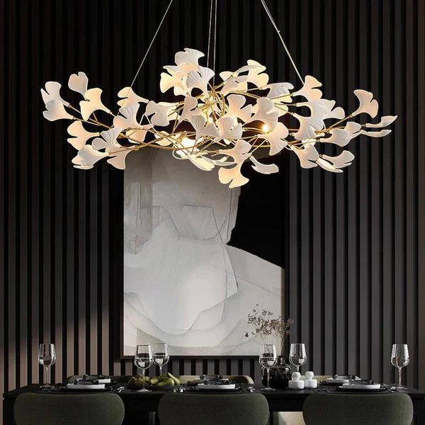 Ceramic Petal Modern Linear Branch Chandelier - Image 2