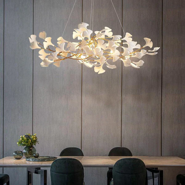 Ceramic Petal Modern Linear Branch Chandelier - Image 3