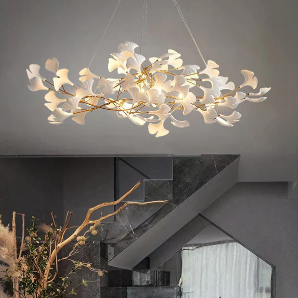 Ceramic Petal Modern Linear Branch Chandelier - Image 4
