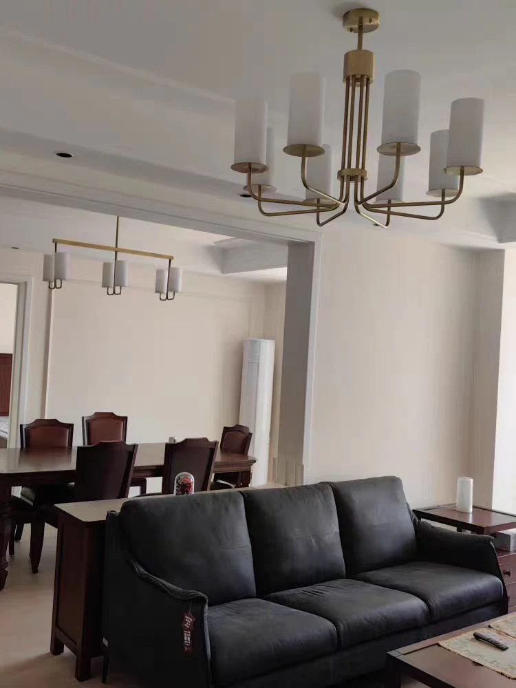 Modern Style Minimalism White Shades Chandelier/Wall Light in Brass - Image 3