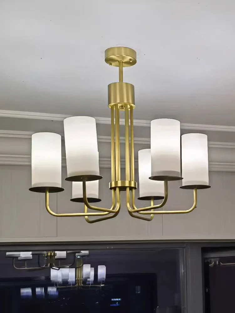 Modern Style Minimalism White Shades Chandelier/Wall Light in Brass - Image 4
