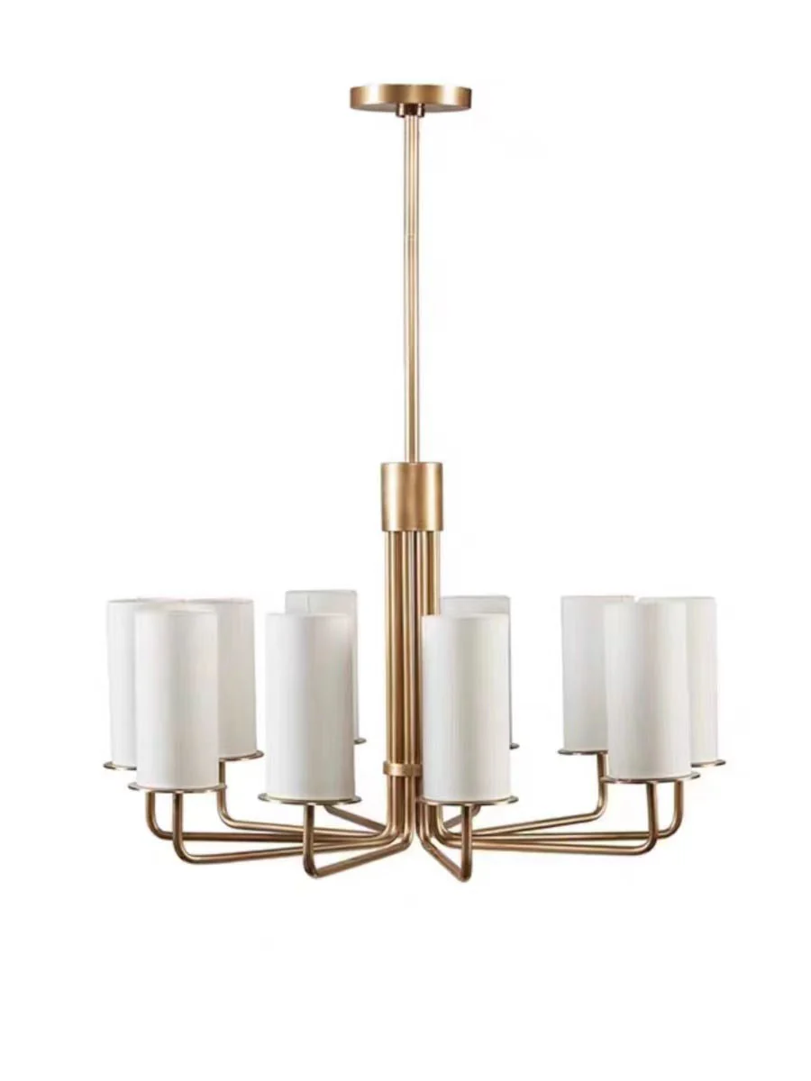 Modern Style Minimalism White Shades Chandelier/Wall Light in Brass - Image 8