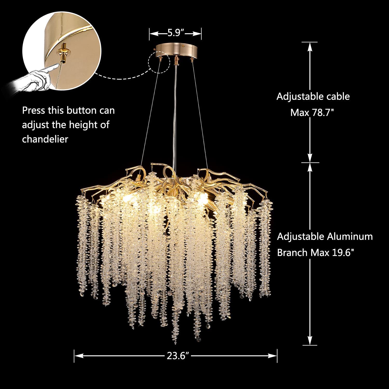 Branch Style Ceiling Light Crystal icicle Chandelier For Dining Table for Modern Home - Image 31