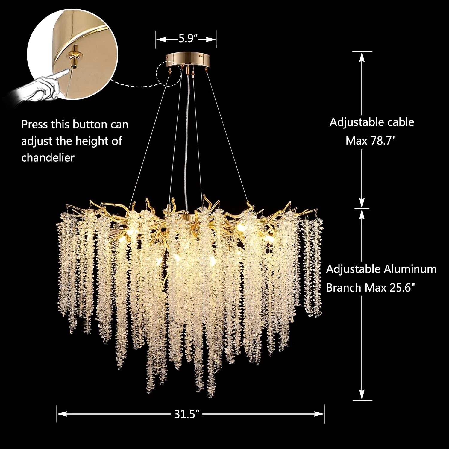 Branch Style Ceiling Light Crystal icicle Chandelier For Dining Table for Modern Home - Image 32