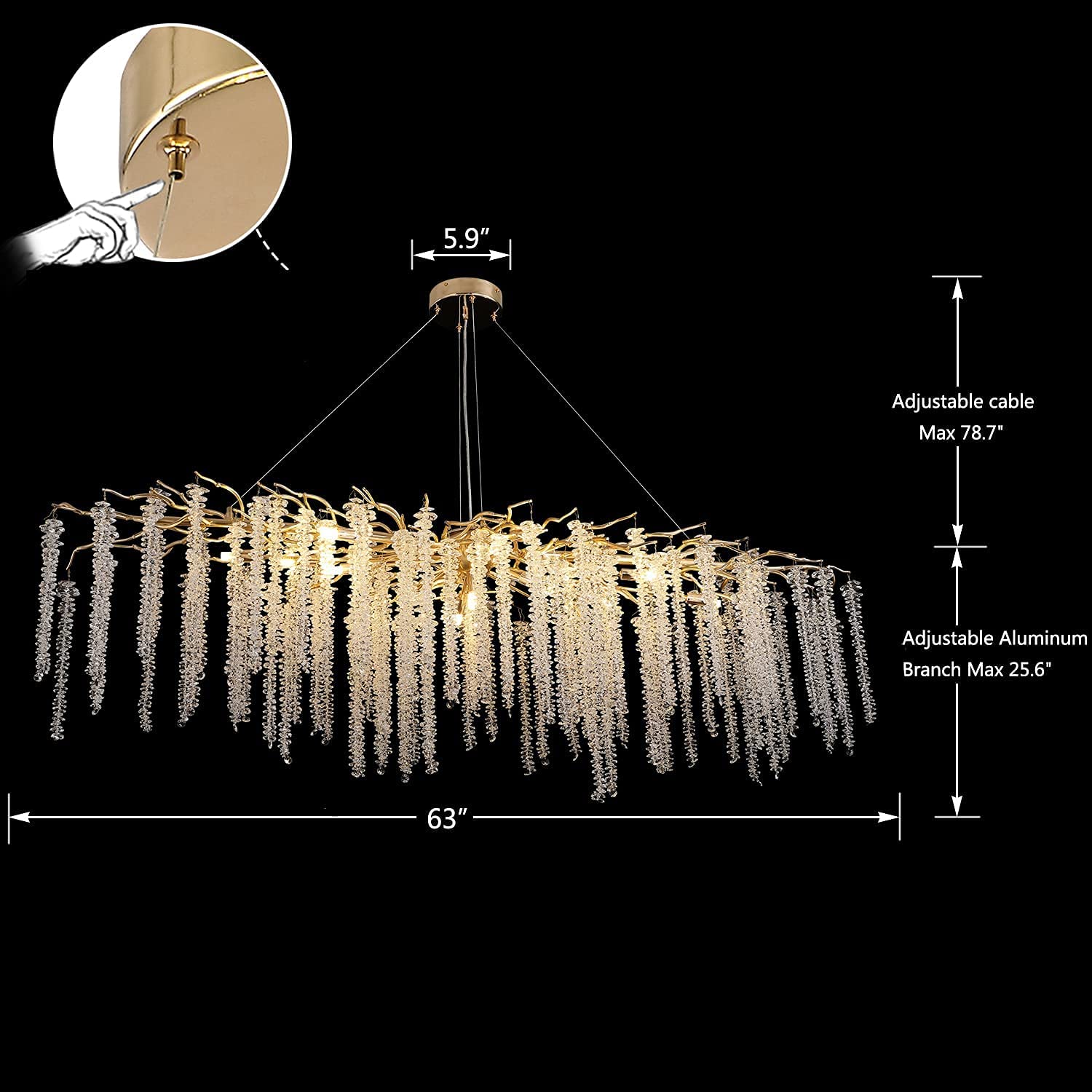 Branch Style Ceiling Light Crystal icicle Chandelier For Dining Table for Modern Home - Image 34