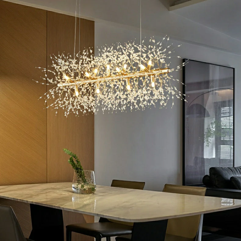Dandelion Crystal Chandelier Light Firefly/ Glowworm Hanging Lamp Pendant For Rectangle Dining Room - Image 2