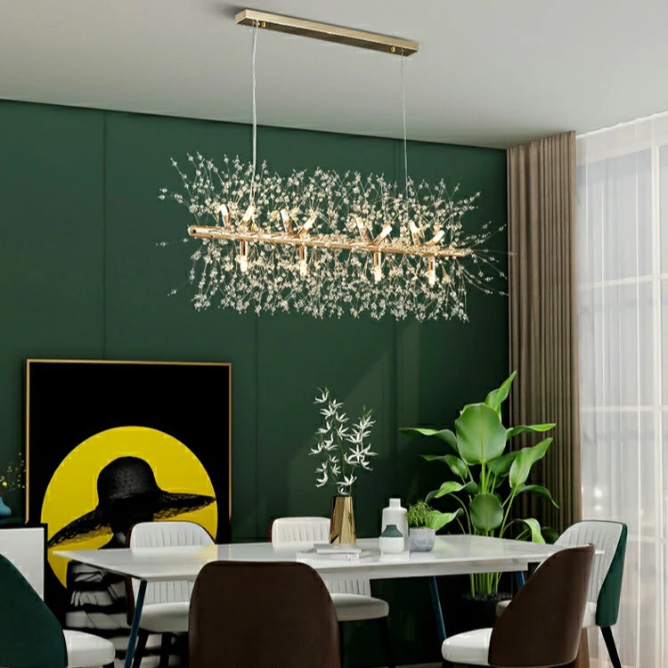Dandelion Crystal Chandelier Light Firefly/ Glowworm Hanging Lamp Pendant For Rectangle Dining Room - Image 3