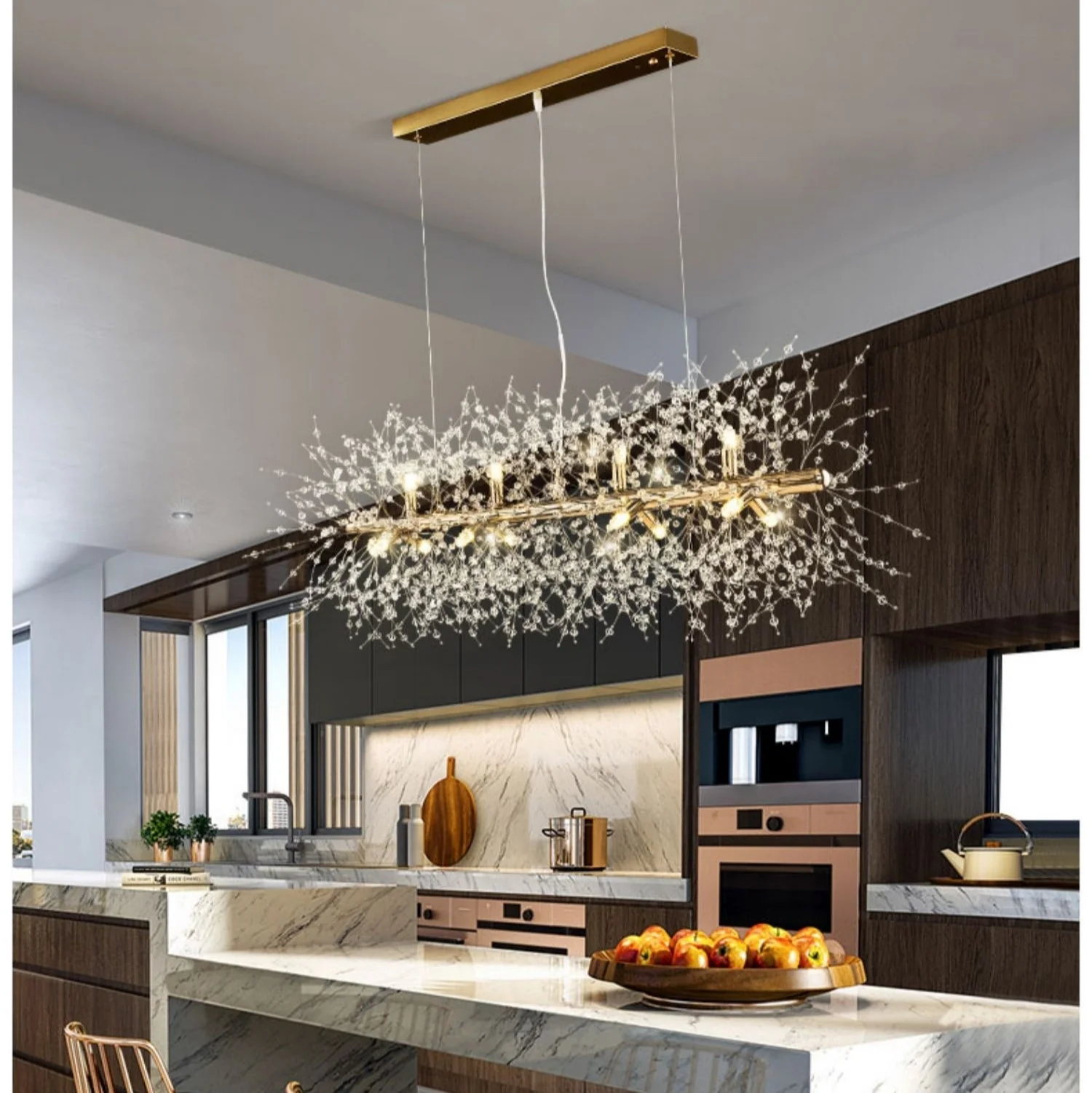 Dandelion Crystal Chandelier Light Firefly/ Glowworm Hanging Lamp Pendant For Rectangle Dining Room - Image 4