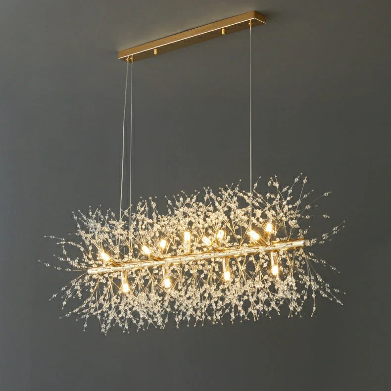 Dandelion Crystal Chandelier Light Firefly/ Glowworm Hanging Lamp Pendant For Rectangle Dining Room - Image 6