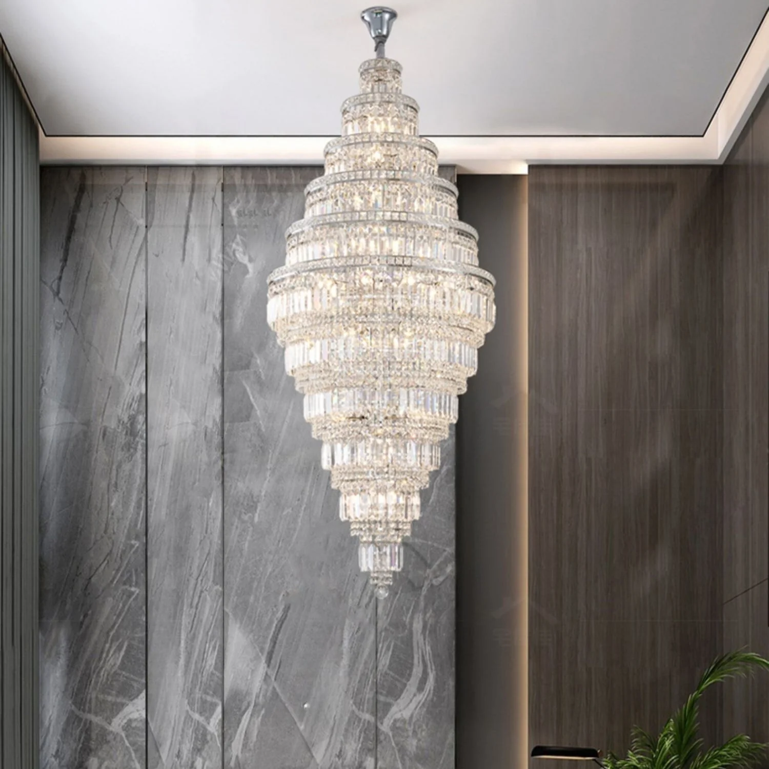 Chrome Extra Large Crystal Chandelier in Silver for Foyer/Staircase/Living Room/Entrance - Image 10
