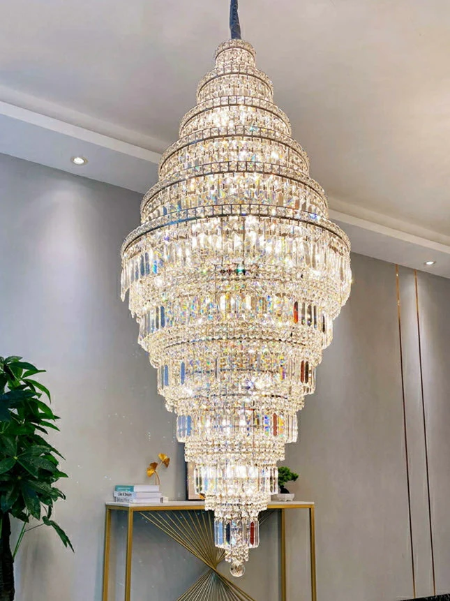 Chrome Extra Large Crystal Chandelier in Silver for Foyer/Staircase/Living Room/Entrance - Image 13