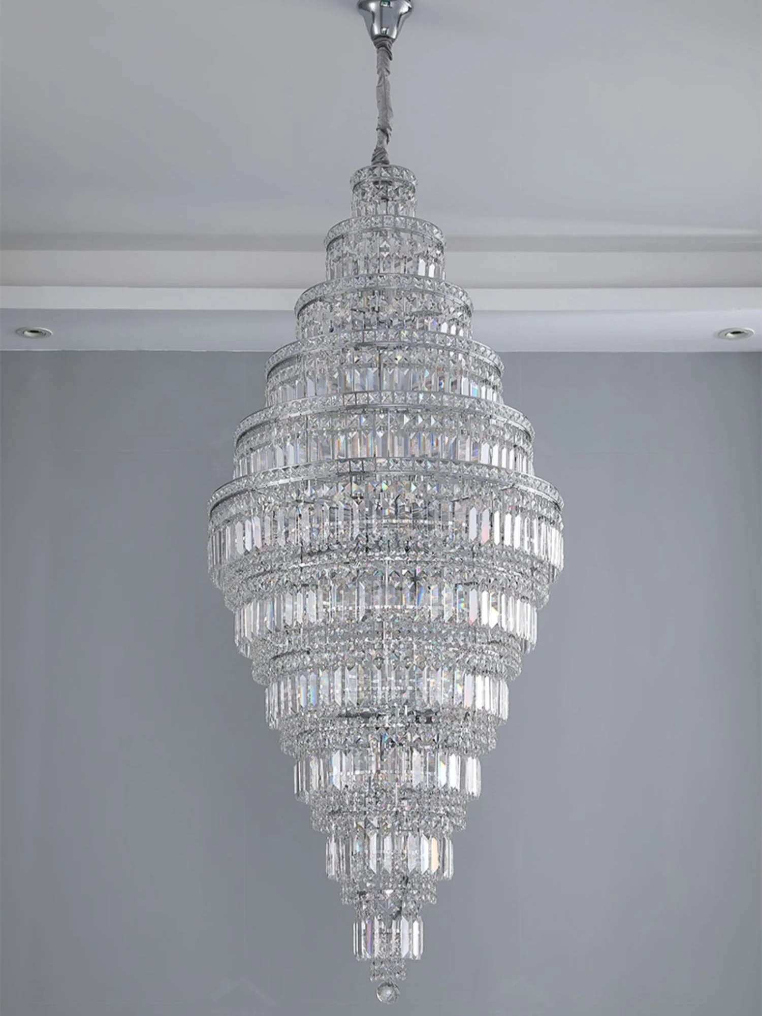 Chrome Extra Large Crystal Chandelier in Silver for Foyer/Staircase/Living Room/Entrance - Image 15