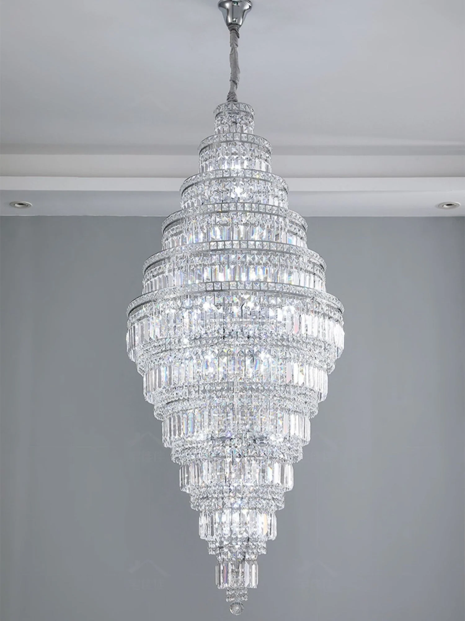Chrome Extra Large Crystal Chandelier in Silver for Foyer/Staircase/Living Room/Entrance - Image 16