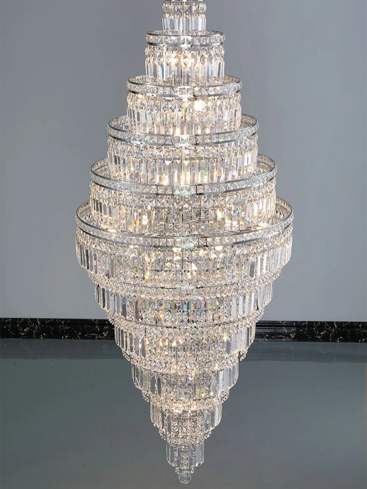 Chrome Extra Large Crystal Chandelier in Silver for Foyer/Staircase/Living Room/Entrance - Image 17