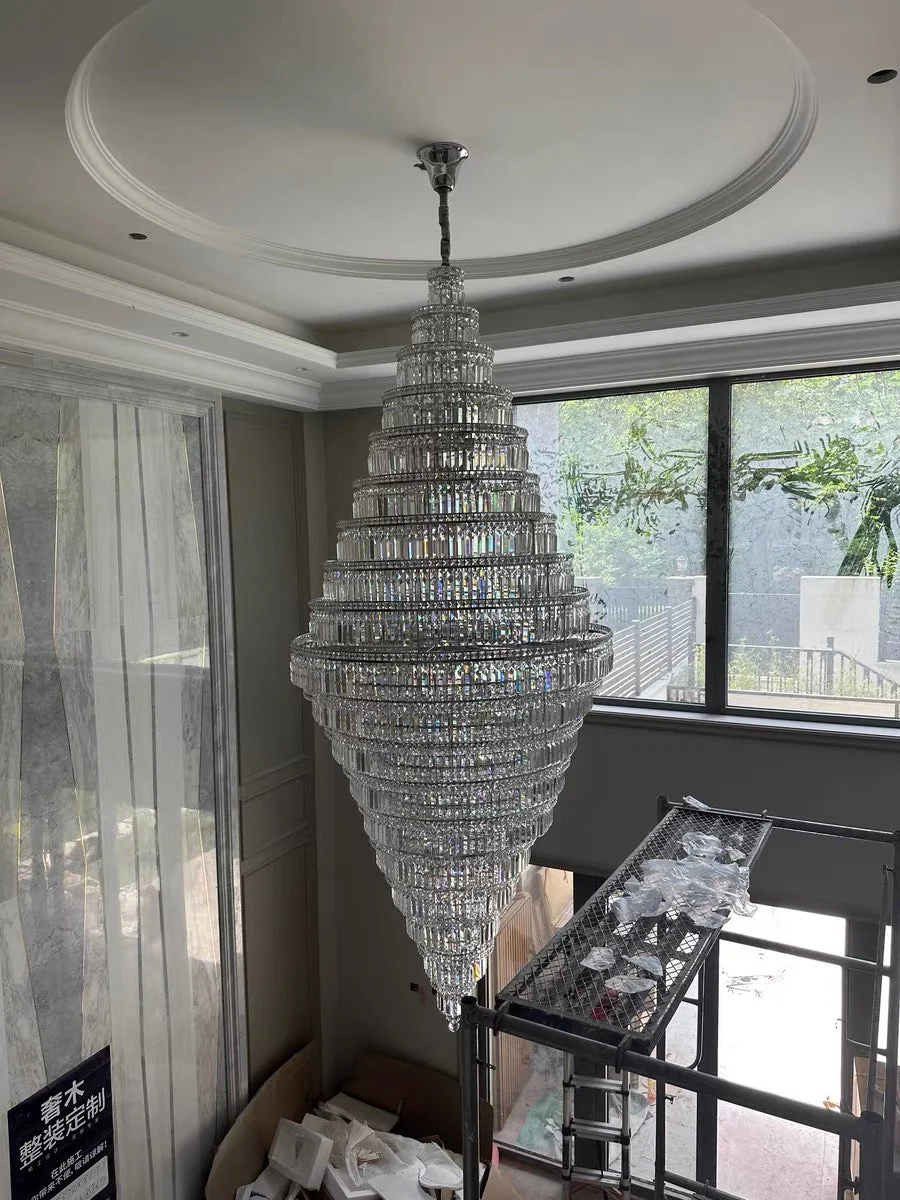 Chrome Extra Large Crystal Chandelier in Silver for Foyer/Staircase/Living Room/Entrance - Image 3