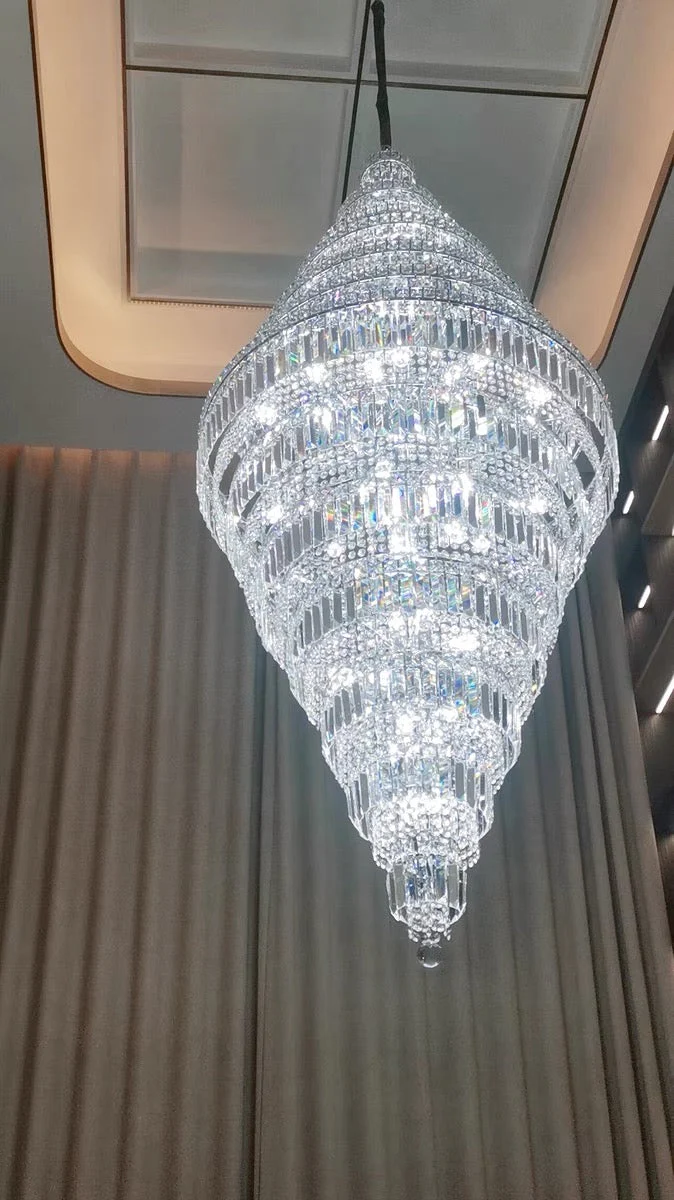 Chrome Extra Large Crystal Chandelier in Silver for Foyer/Staircase/Living Room/Entrance - Image 4