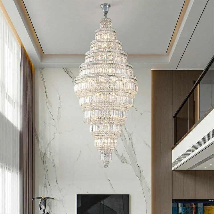 Chrome Extra Large Crystal Chandelier in Silver for Foyer/Staircase/Living Room/Entrance - Image 5