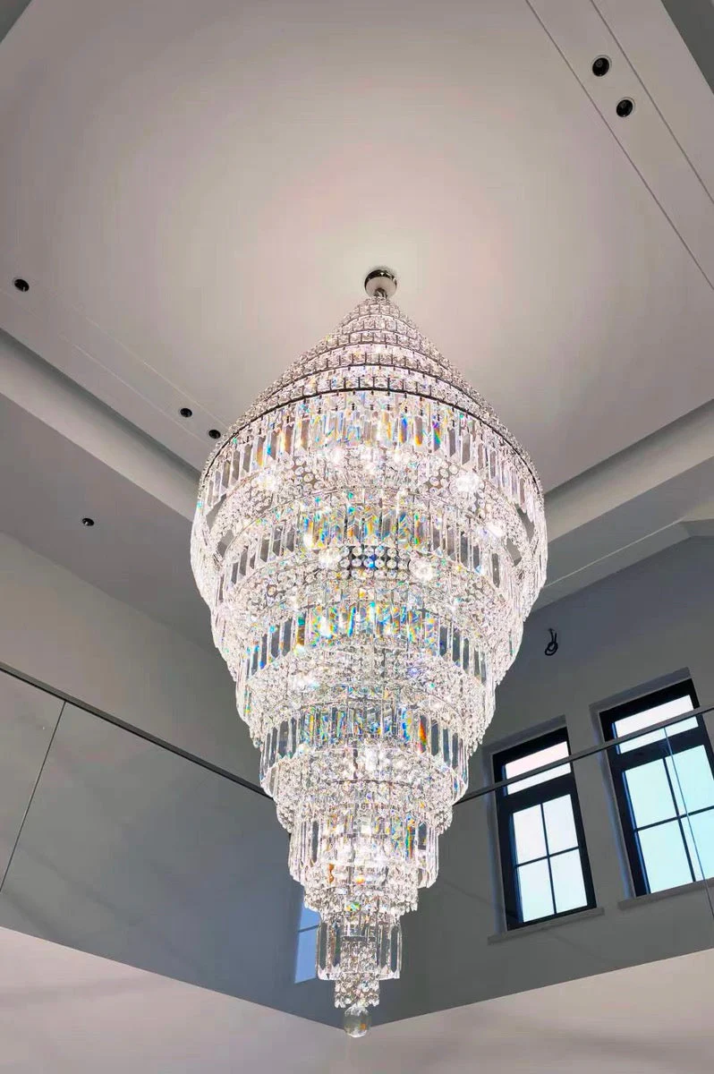 Chrome Extra Large Crystal Chandelier in Silver for Foyer/Staircase/Living Room/Entrance - Image 6