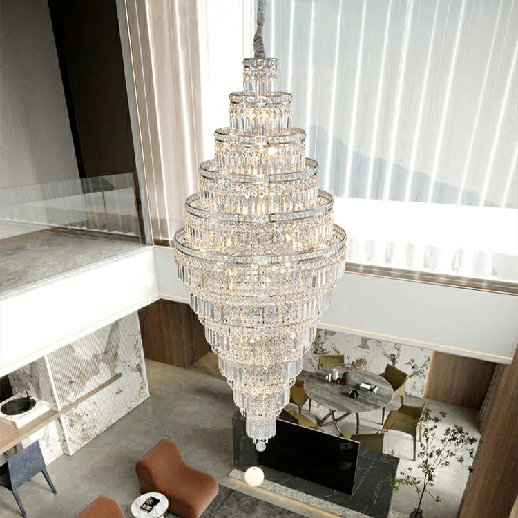 Chrome Extra Large Crystal Chandelier in Silver for Foyer/Staircase/Living Room/Entrance - Image 7
