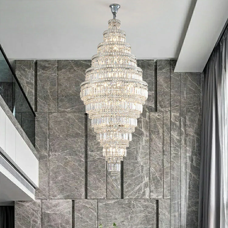 Chrome Extra Large Crystal Chandelier in Silver for Foyer/Staircase/Living Room/Entrance - Image 8