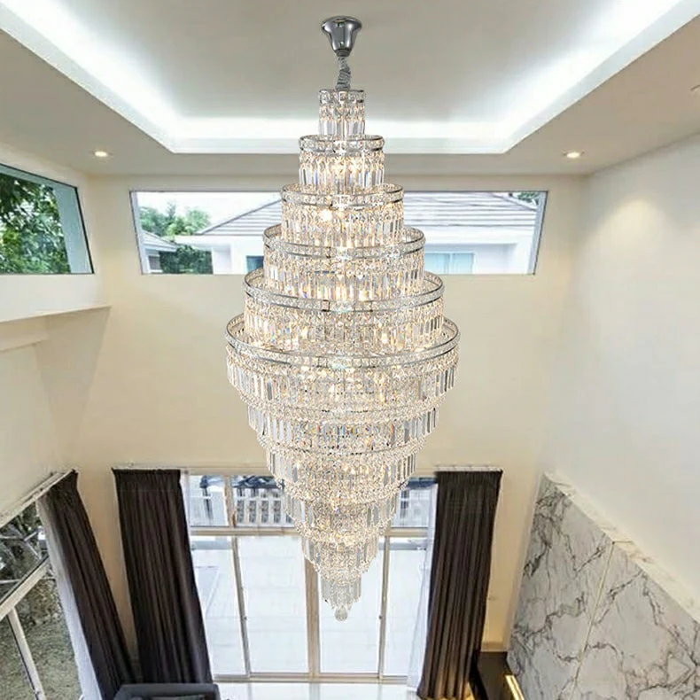 Chrome Extra Large Crystal Chandelier in Silver for Foyer/Staircase/Living Room/Entrance - Image 9