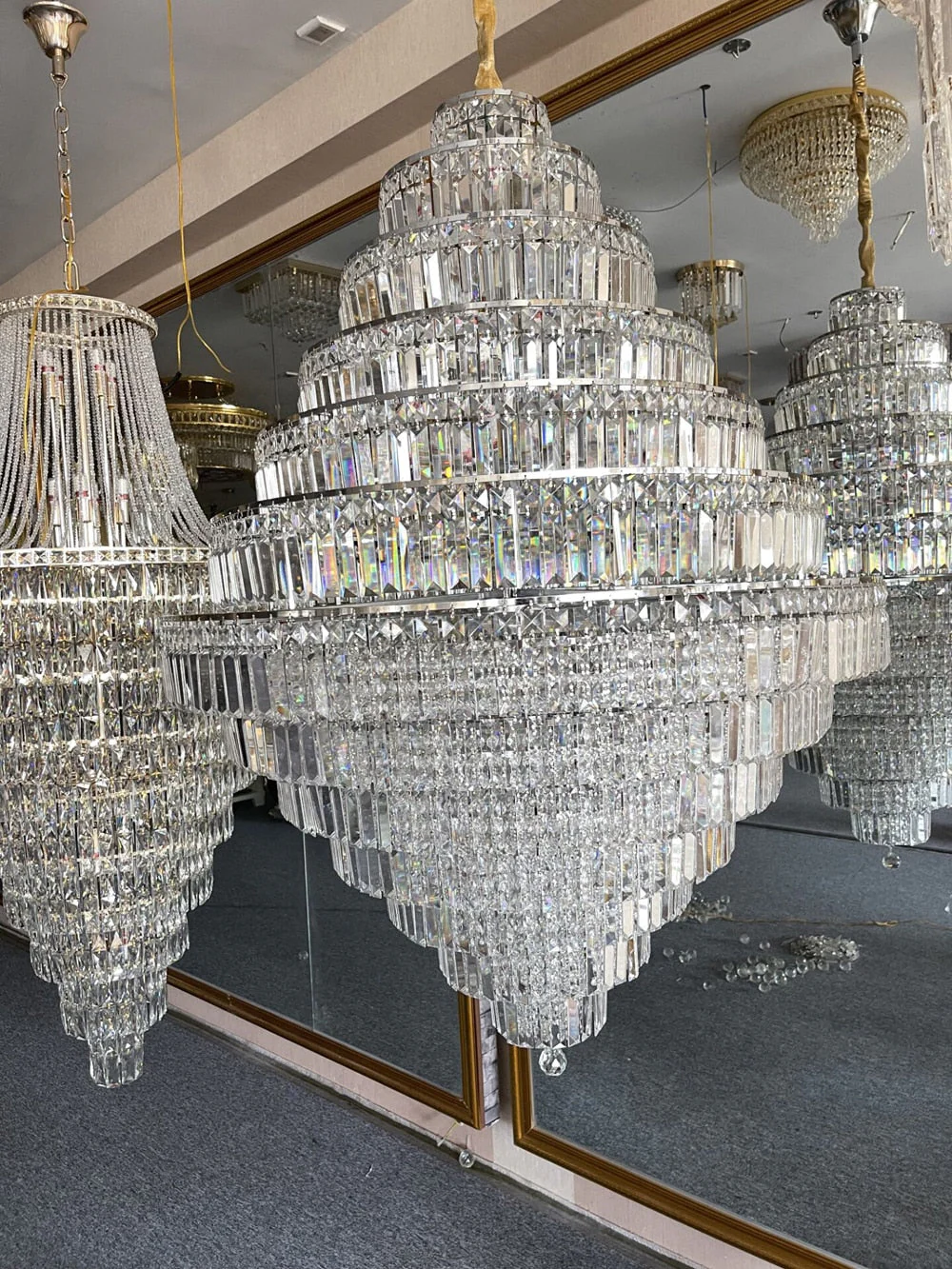 Chrome/ Silver/ Gold Extra Large Chandelier For Foyer Living Room Staircase Crystal Ceiling Lighting Fixture - Image 10