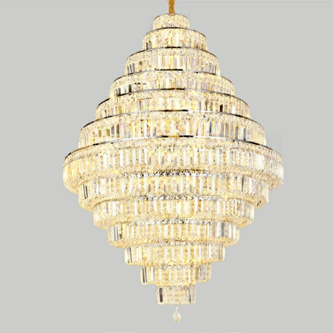 Chrome/ Silver/ Gold Extra Large Chandelier For Foyer Living Room Staircase Crystal Ceiling Lighting Fixture - Image 19