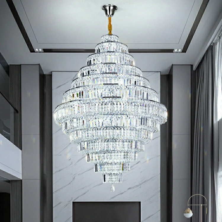 Chrome/ Silver/ Gold Extra Large Chandelier For Foyer Living Room Staircase Crystal Ceiling Lighting Fixture - Image 2