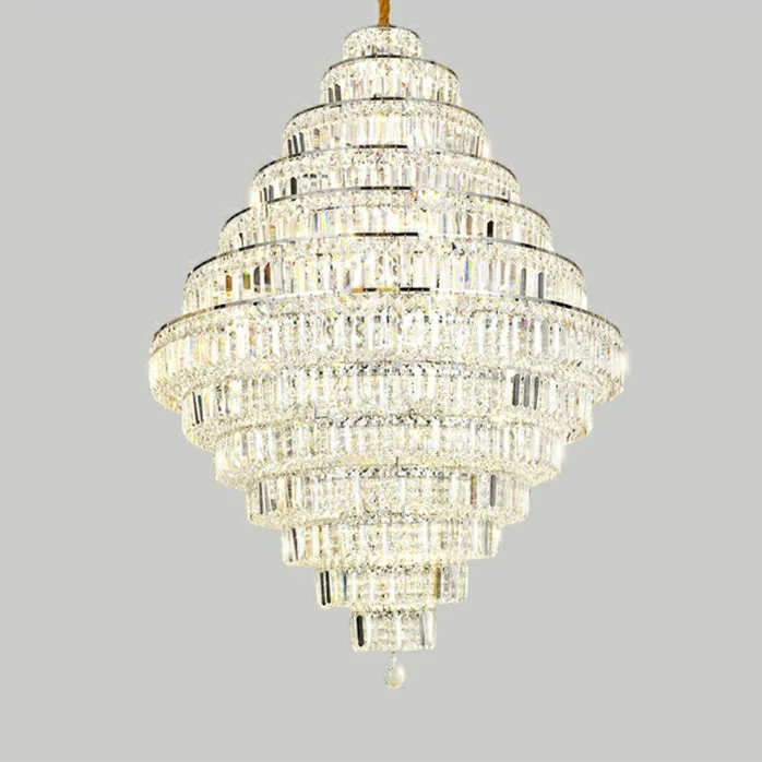 Chrome/ Silver/ Gold Extra Large Chandelier For Foyer Living Room Staircase Crystal Ceiling Lighting Fixture - Image 20