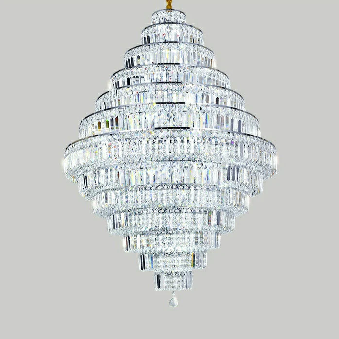 Chrome/ Silver/ Gold Extra Large Chandelier For Foyer Living Room Staircase Crystal Ceiling Lighting Fixture - Image 21