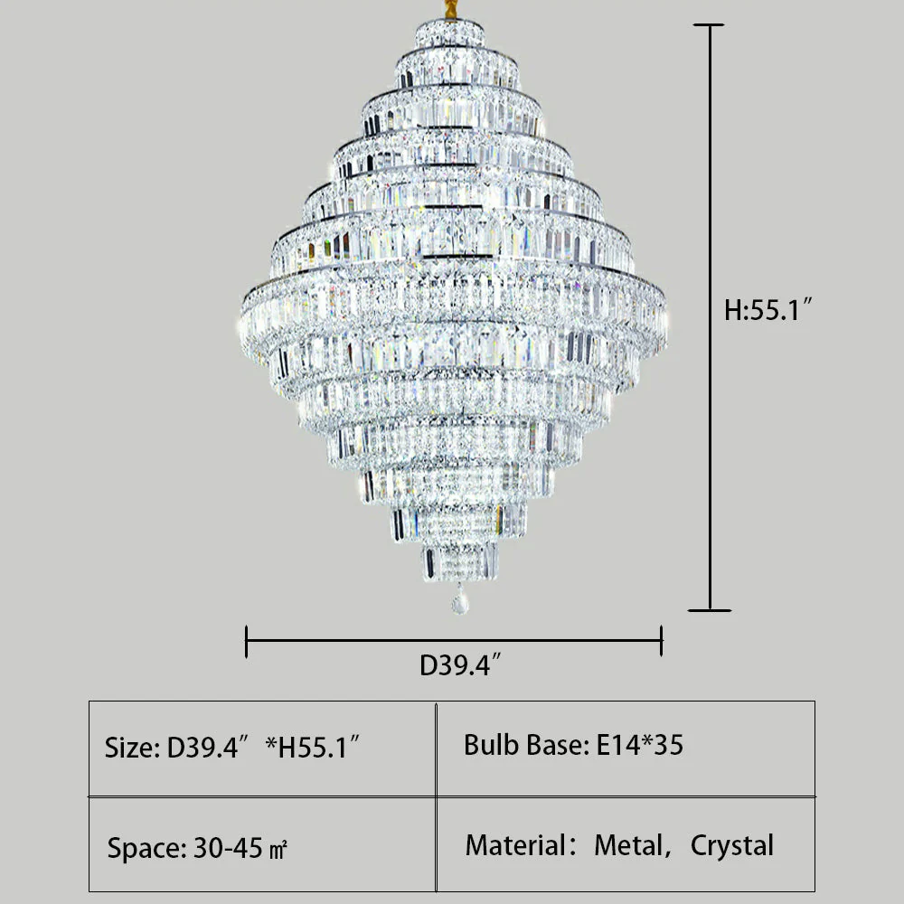 Chrome/ Silver/ Gold Extra Large Chandelier For Foyer Living Room Staircase Crystal Ceiling Lighting Fixture - Image 27