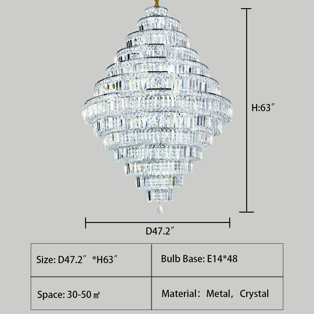 Chrome/ Silver/ Gold Extra Large Chandelier For Foyer Living Room Staircase Crystal Ceiling Lighting Fixture - Image 28
