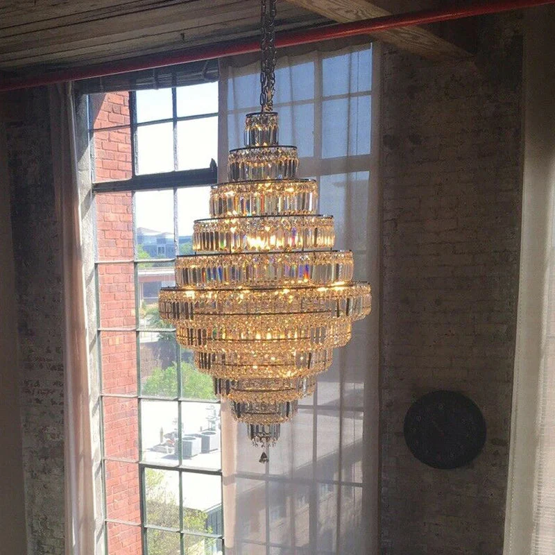 Chrome/ Silver/ Gold Extra Large Chandelier For Foyer Living Room Staircase Crystal Ceiling Lighting Fixture - Image 3