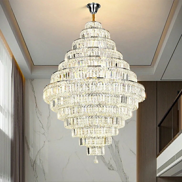 Chrome/ Silver/ Gold Extra Large Chandelier For Foyer Living Room Staircase Crystal Ceiling Lighting Fixture - Image 7