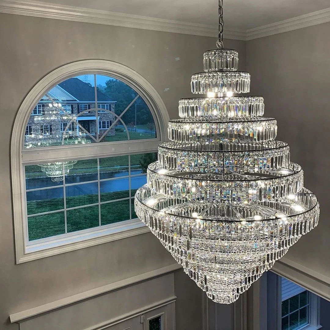 Chrome/ Silver/ Gold Extra Large Chandelier For Foyer Living Room Staircase Crystal Ceiling Lighting Fixture - Image 8