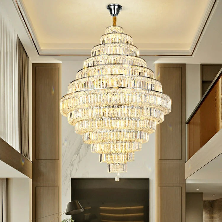 Chrome/ Silver/ Gold Extra Large Chandelier For Foyer Living Room Staircase Crystal Ceiling Lighting Fixture - Image 9