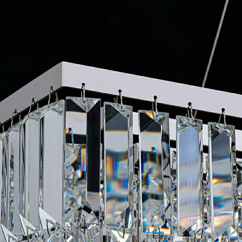 Chrome/ Silver Decorative Kitchen Island Lighting Crystal Rectangle Chandelier For Long Dining Table Round Pendant Light Fixture For Living Room - Image 10