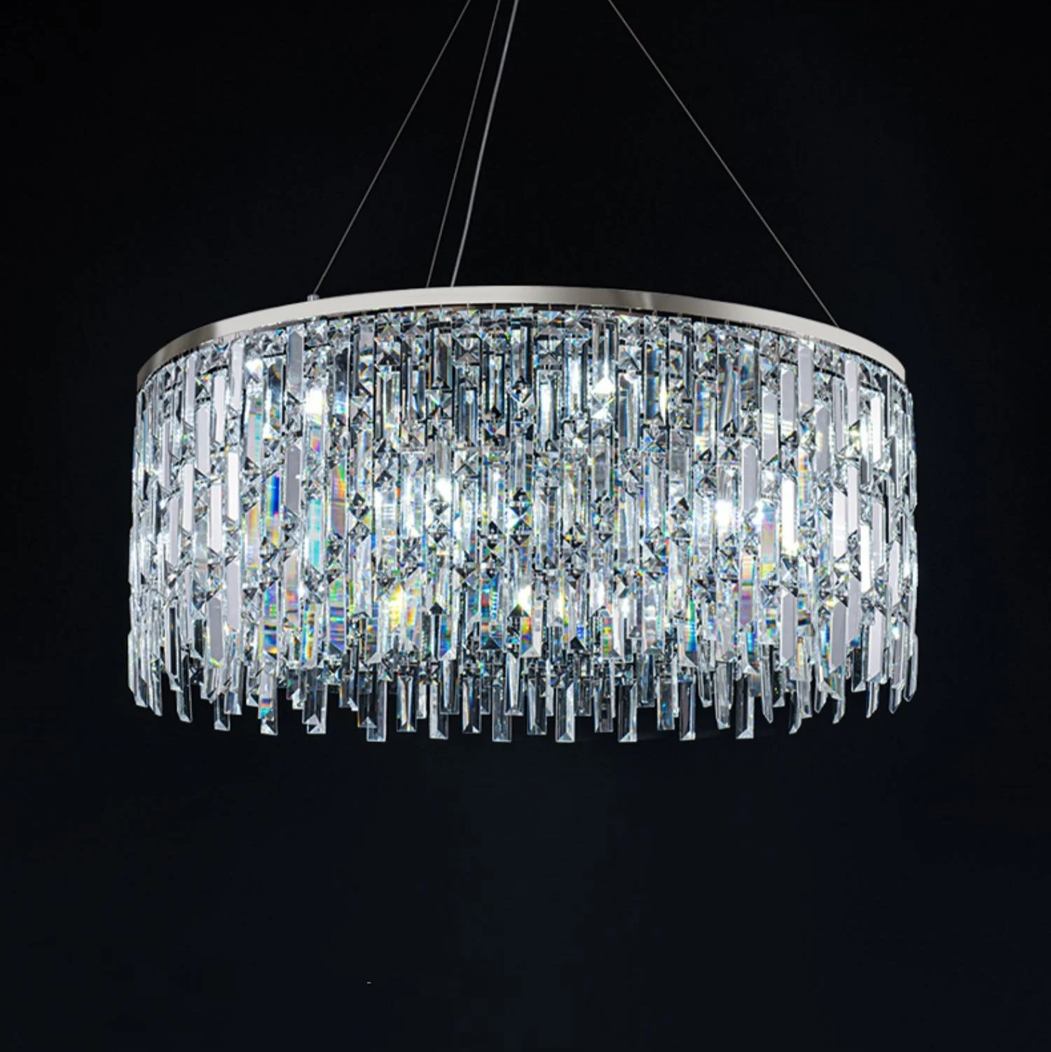 Chrome/ Silver Decorative Kitchen Island Lighting Crystal Rectangle Chandelier For Long Dining Table Round Pendant Light Fixture For Living Room - Image 15