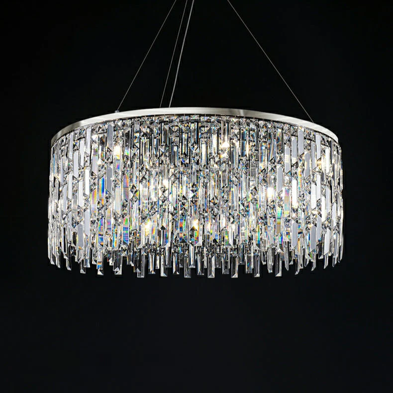 Chrome/ Silver Decorative Kitchen Island Lighting Crystal Rectangle Chandelier For Long Dining Table Round Pendant Light Fixture For Living Room - Image 16