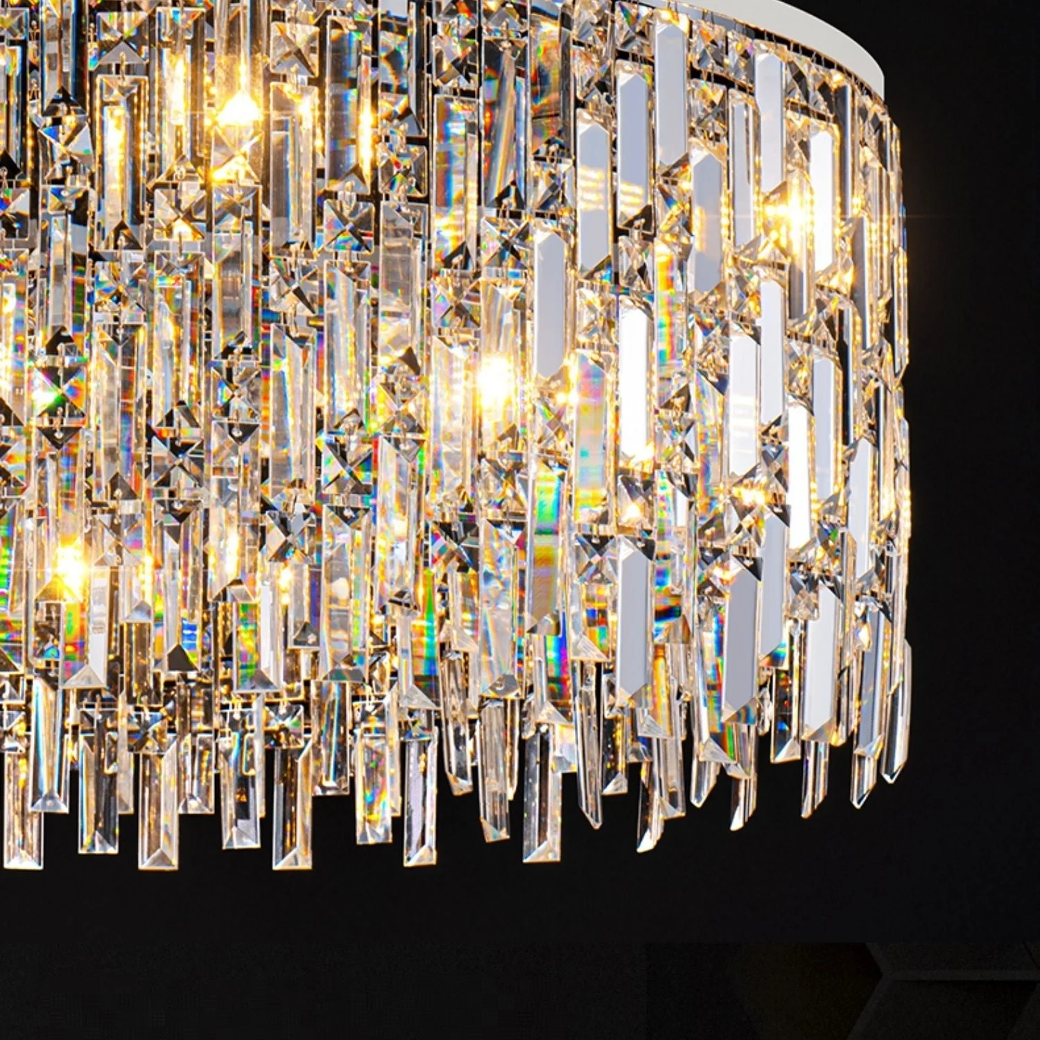 Chrome/ Silver Decorative Kitchen Island Lighting Crystal Rectangle Chandelier For Long Dining Table Round Pendant Light Fixture For Living Room - Image 17