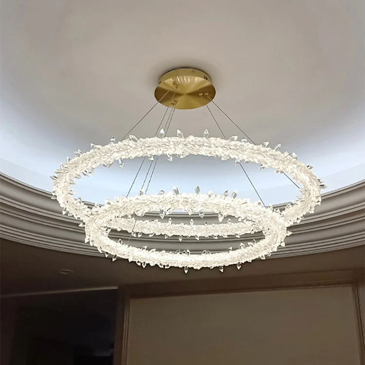 Modern 3-Ring Halo Crystal Chandelier for Living Room/Bedroom - Image 2